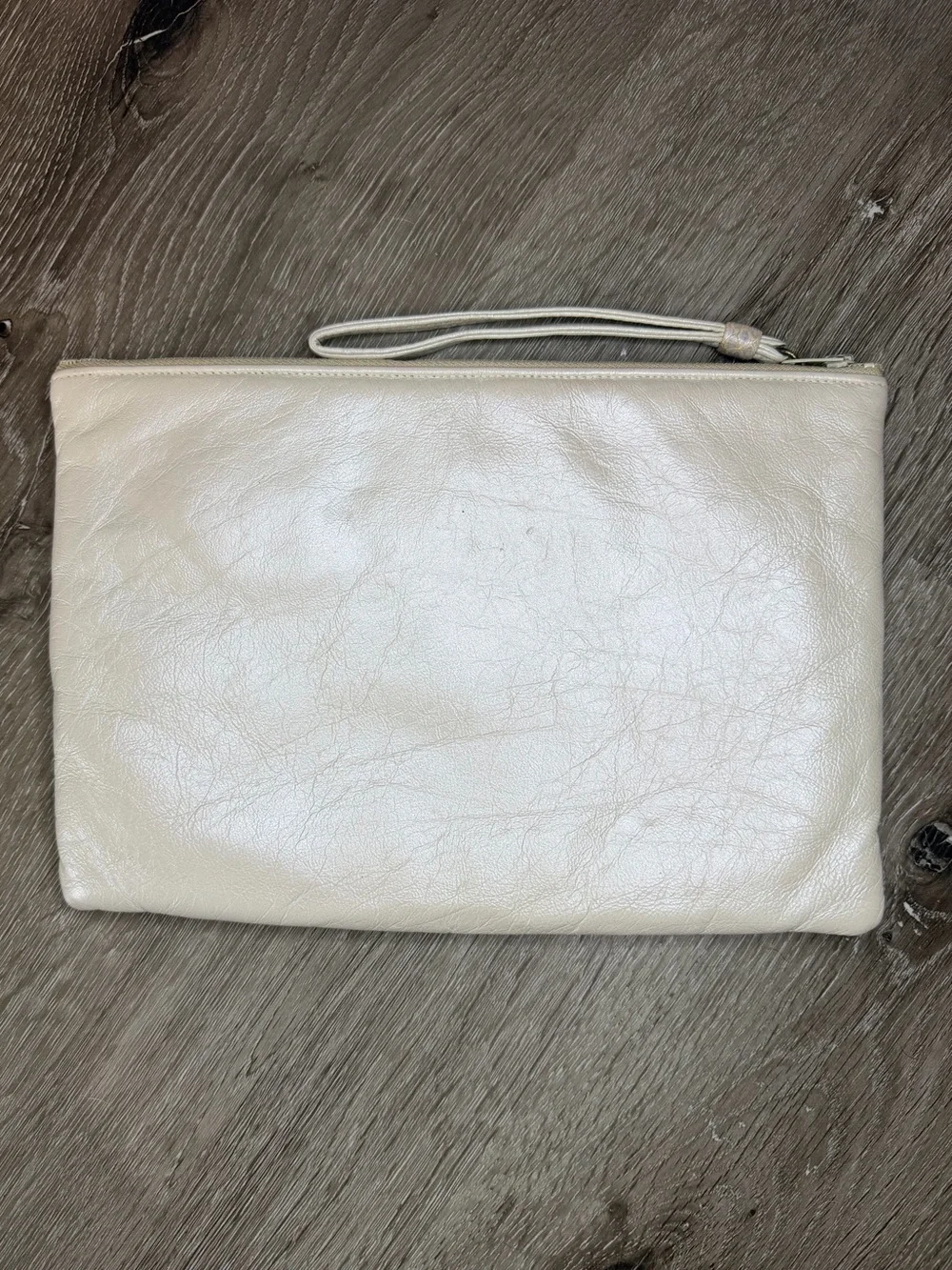 Vintage Ruth Saltz Handbag Leather Clutch Pearlescent Snakeskin 1980s
